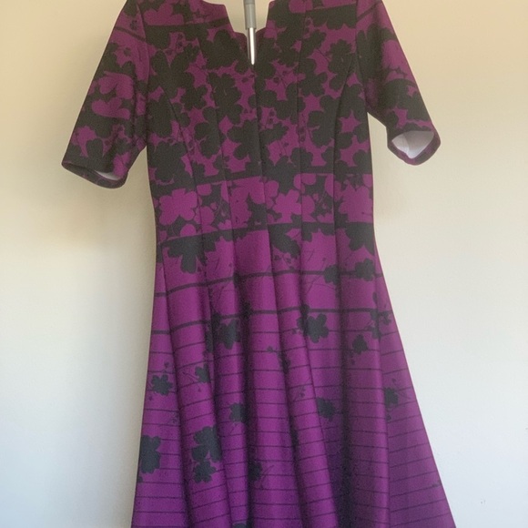 Julian Taylor New York Purple & Teal Circle Skirt Dress, 10 - Picture 3 of 9